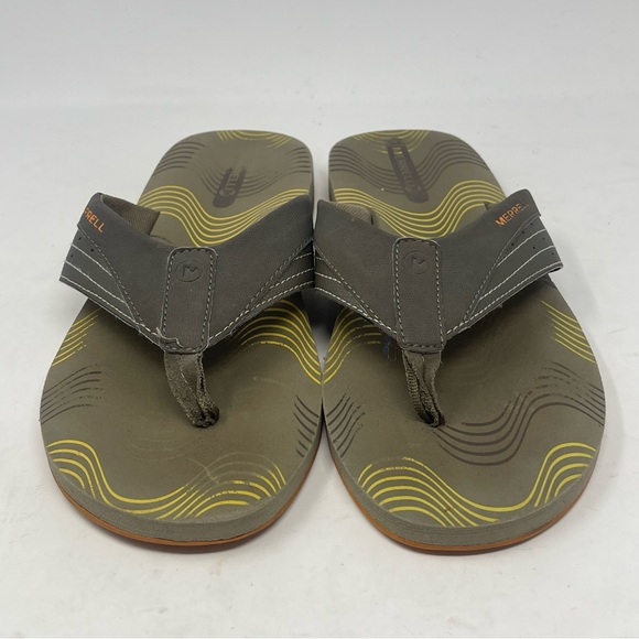 Merrell Bungee Cord Flip Flops Sandals Mens 9 Brown Green Cushioned Comfort - Picture 5 of 14